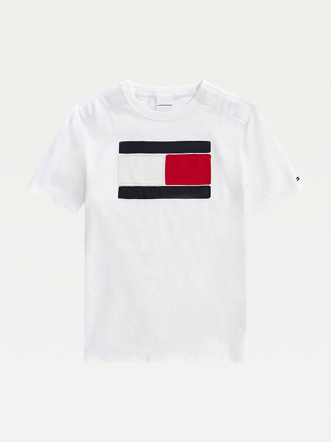 Tommy Hilfiger Adaptive Oversize Flag Logo T-skjorte Gutt Hvite | CIODFK-698