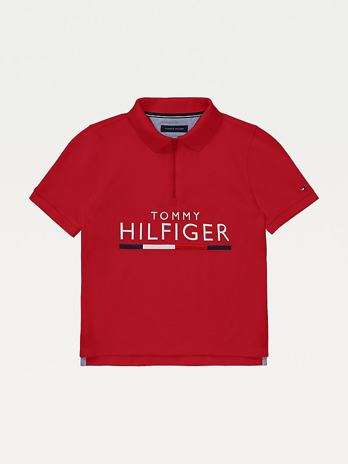 Tommy Hilfiger Adaptive Pure Bomull Polo T Skjorte Gutt Rød | HILNWZ-024