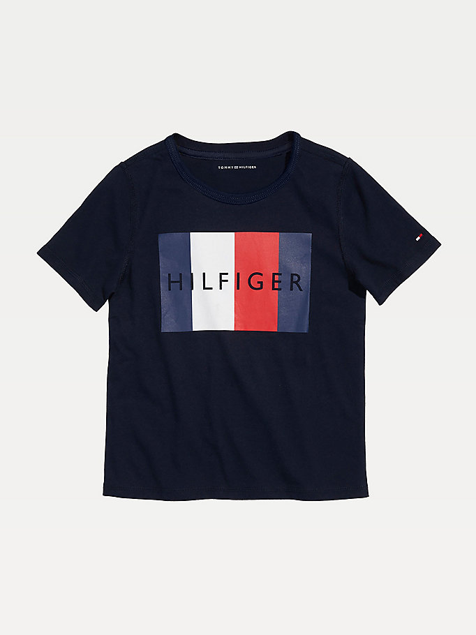 Tommy Hilfiger Adaptive Sensory Flag Logo T-skjorte Gutt Blå | NZREFK-460