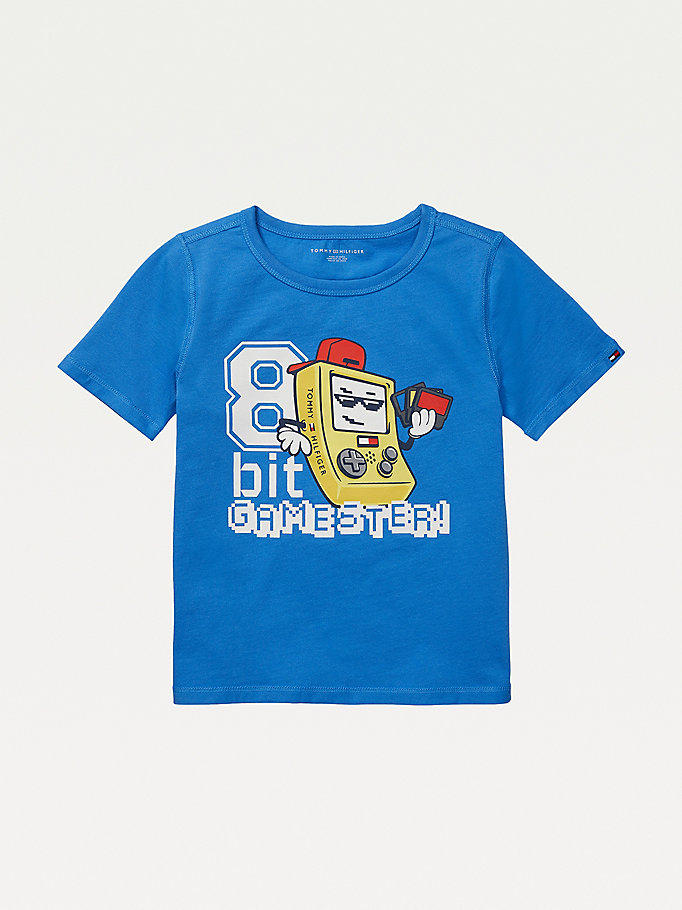 Tommy Hilfiger Adaptive Sensory Gaming Print T-skjorte Gutt Blå | DVBFJC-185