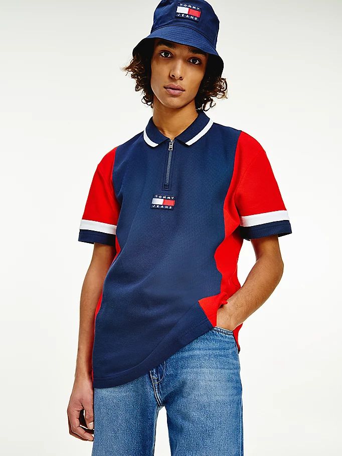 Tommy Hilfiger Badge Colour-Blocked Relaxed Fit Polo T Skjorte Herre Blå | SGARKB-975