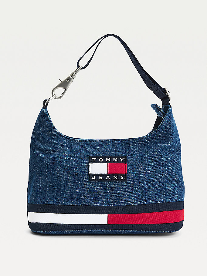 Tommy Hilfiger Badge Denim Shoulder Bag Satchel Bag Dame Blå | SUFAZI-208