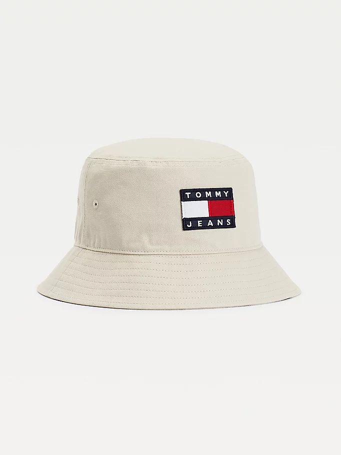 Tommy Hilfiger Badge Pure Bomull Bucket Hatt Herre Beige | QDWXOL-958