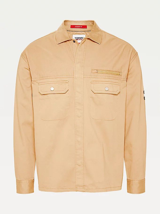 Tommy Hilfiger Badge Relaxed Fit Over Skjorte Herre Khaki | PCBNHZ-430