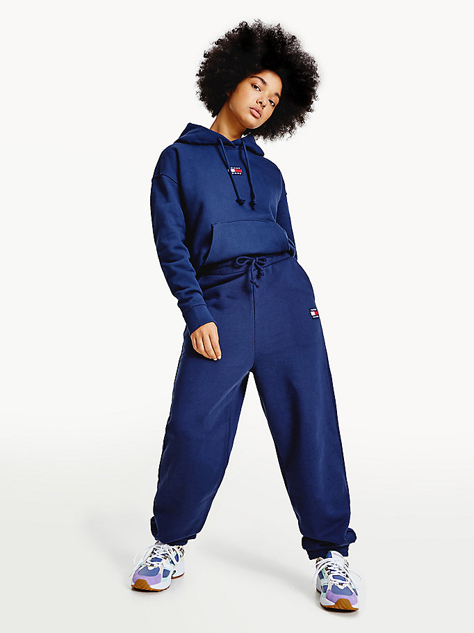 Tommy Hilfiger Badge Relaxed Joggers Dame Blå | WNAUIT-041