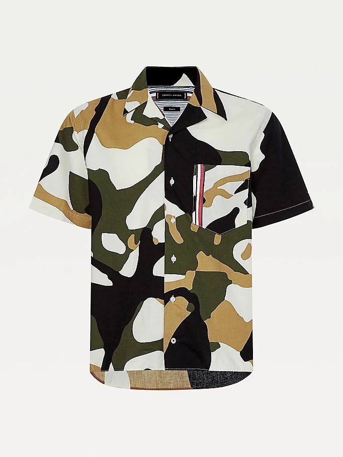 Tommy Hilfiger Bold Camo Print Kort Sleeve Skjorte Herre Grønn | QBIKFG-593