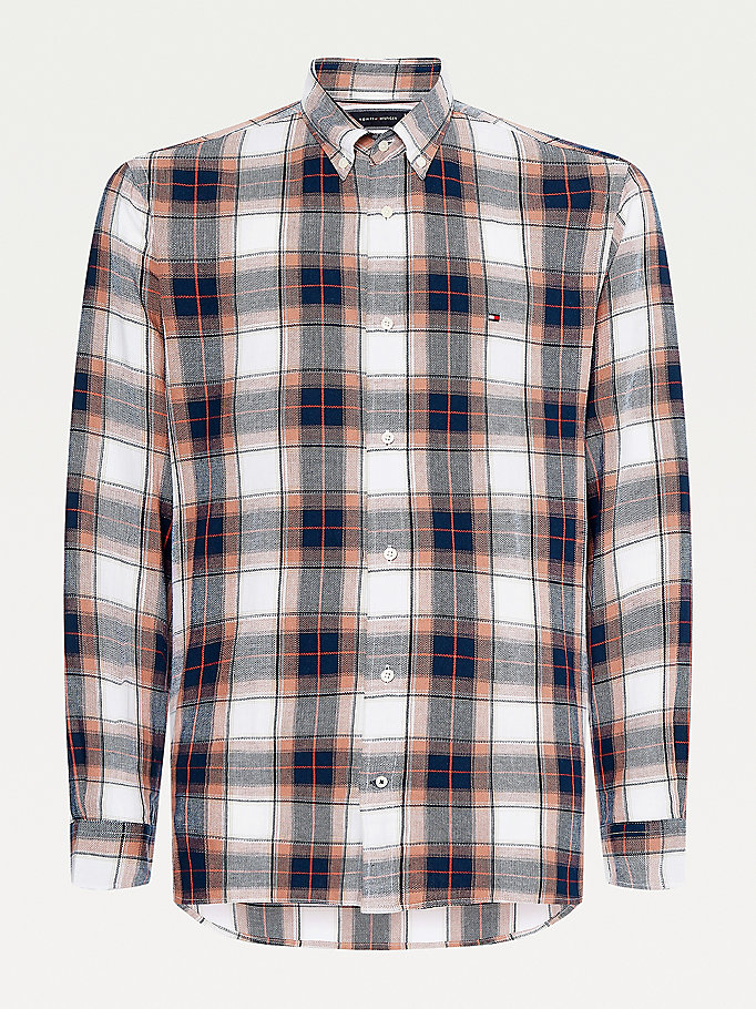 Tommy Hilfiger Bomull Linen Plaid Check Skjorte Herre Blå | EWALVS-324