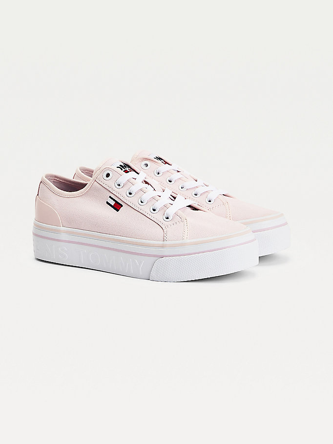 Tommy Hilfiger Canvas Flatform Joggesko Dame Rosa | AOPVFY-051