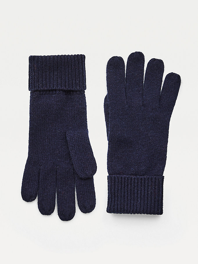 Tommy Hilfiger Cashmere Metal Flag Gloves Hatt Dame Blå | XPVMIR-620