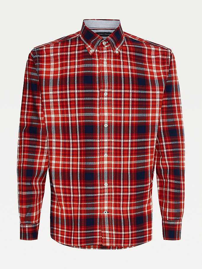 Tommy Hilfiger Check Bomull Flannel Slim Fit Skjorte Herre Oransje | IVZNMK-859