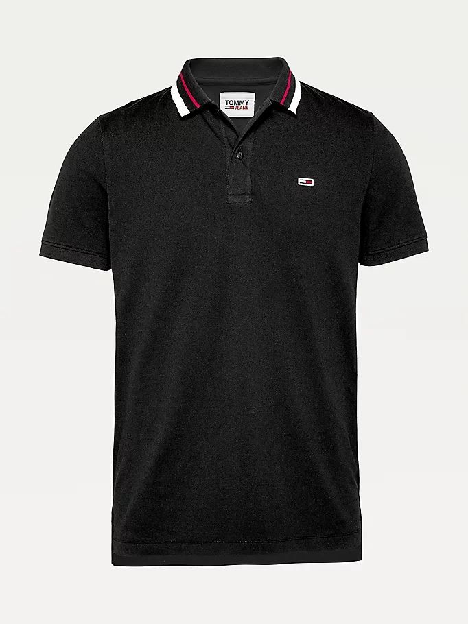 Tommy Hilfiger Classics Tipped Stretch Slim Fit Polo T Skjorte Herre Svarte | ECXPOD-648