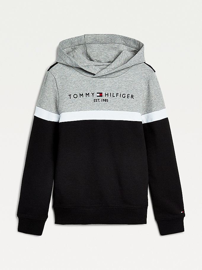 Tommy Hilfiger Colour-Blocked Organic Bomull Hettegensere Gutt Svarte | IBKRWX-178