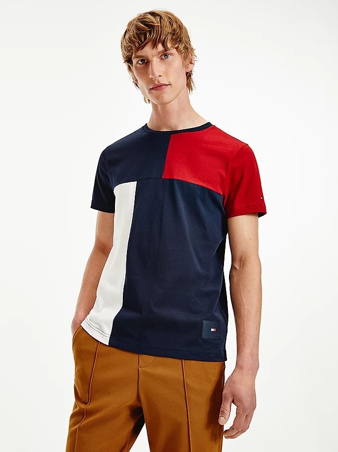 Tommy Hilfiger Colour-Blocked T-skjorte Herre Rød | CJLKBV-915