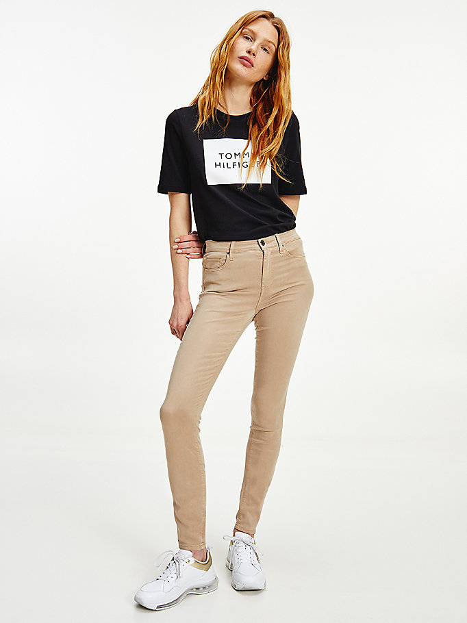 Tommy Hilfiger Como Mid Rise Jeans Dame Beige | KZFYLV-196