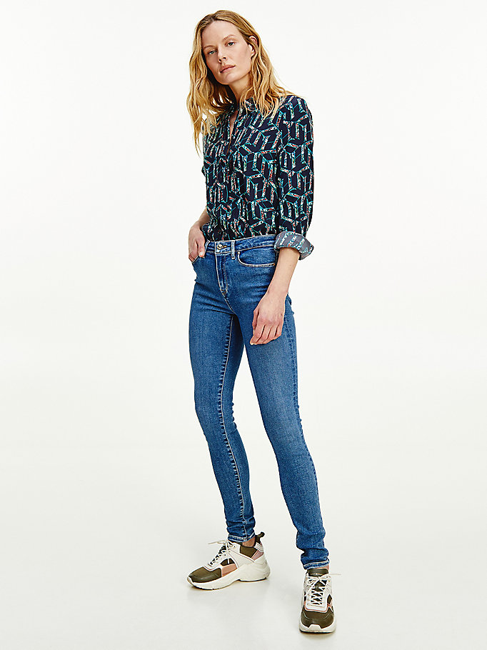 Tommy Hilfiger Como Mid Rise Skinny Jeans Dame Blå | PBTNIM-012