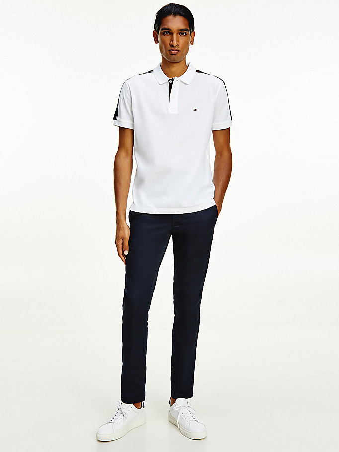 Tommy Hilfiger Contrast Tape Regular Fit Polo T Skjorte Herre Hvite | ZPVGTI-096