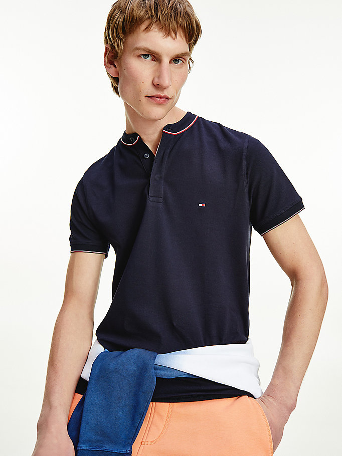 Tommy Hilfiger Contrast Tipped Th Cool Slim Polo T Skjorte Herre Blå | BKYHZT-231