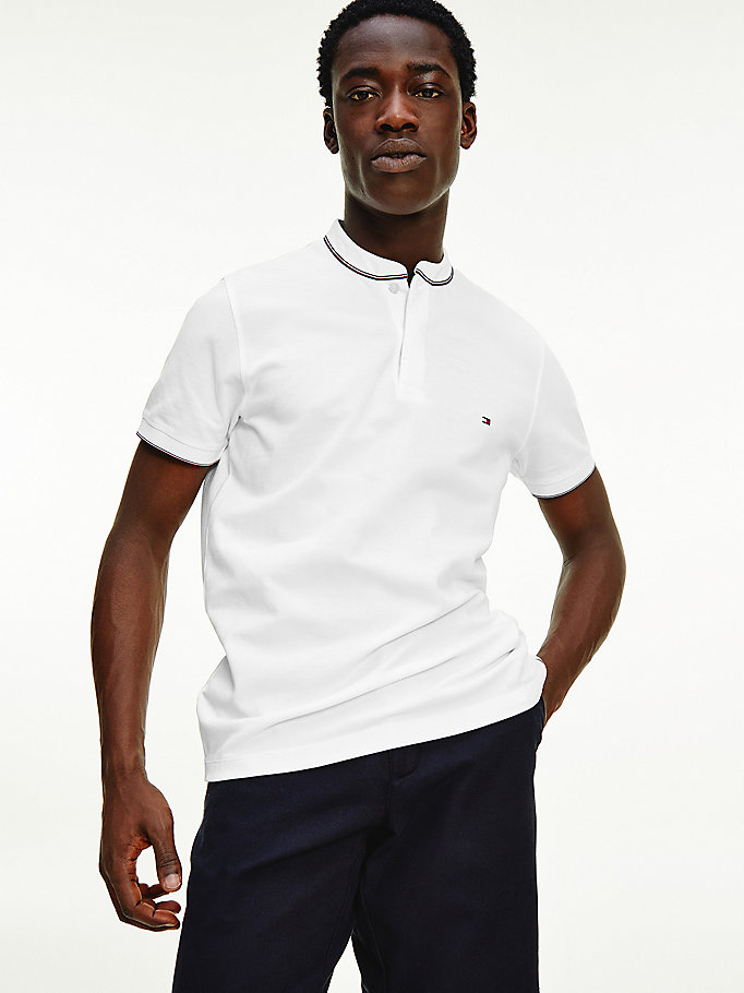 Tommy Hilfiger Contrast Tipped Th Cool Slim Polo T Skjorte Herre Hvite | HSFVON-802