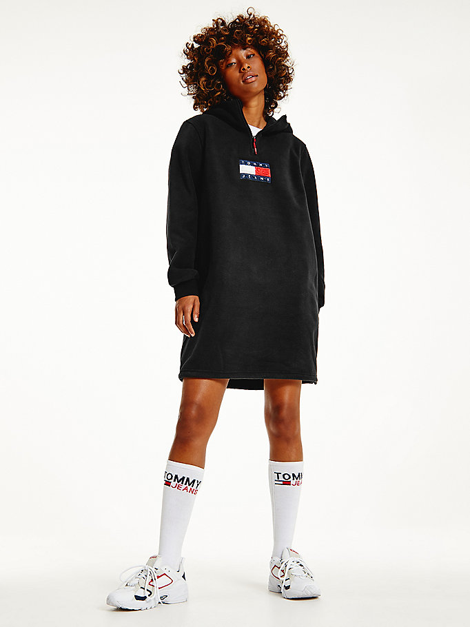 Tommy Hilfiger Cozy Fleece Midi Kjoler Dame Svarte | CULSAW-057