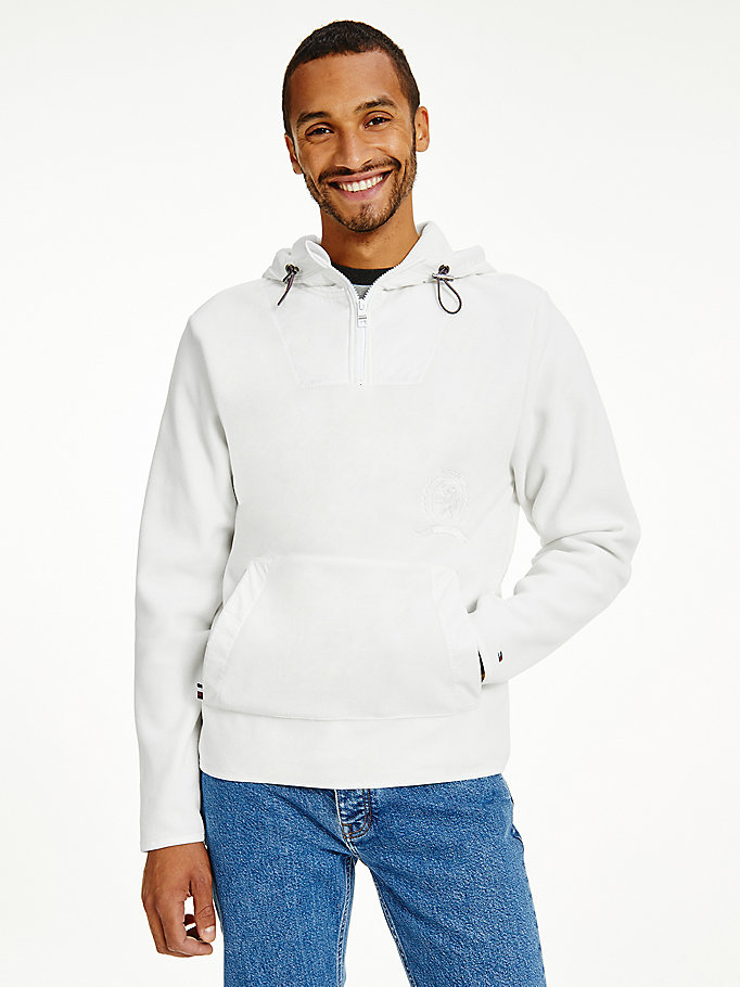 Tommy Hilfiger Crest Polar Fleece Relaxed Fit Hettegensere Herre Hvite | AZVBDL-827