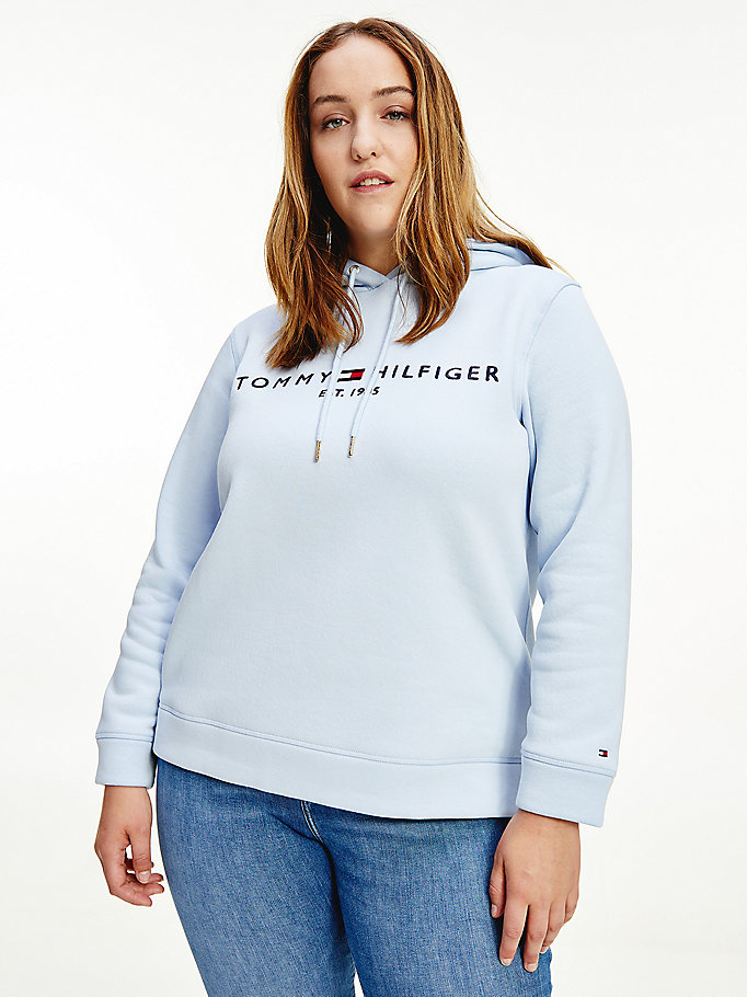 Tommy Hilfiger Curve Logo Drawstring Hettegensere Dame Blå | FLUMXY-486