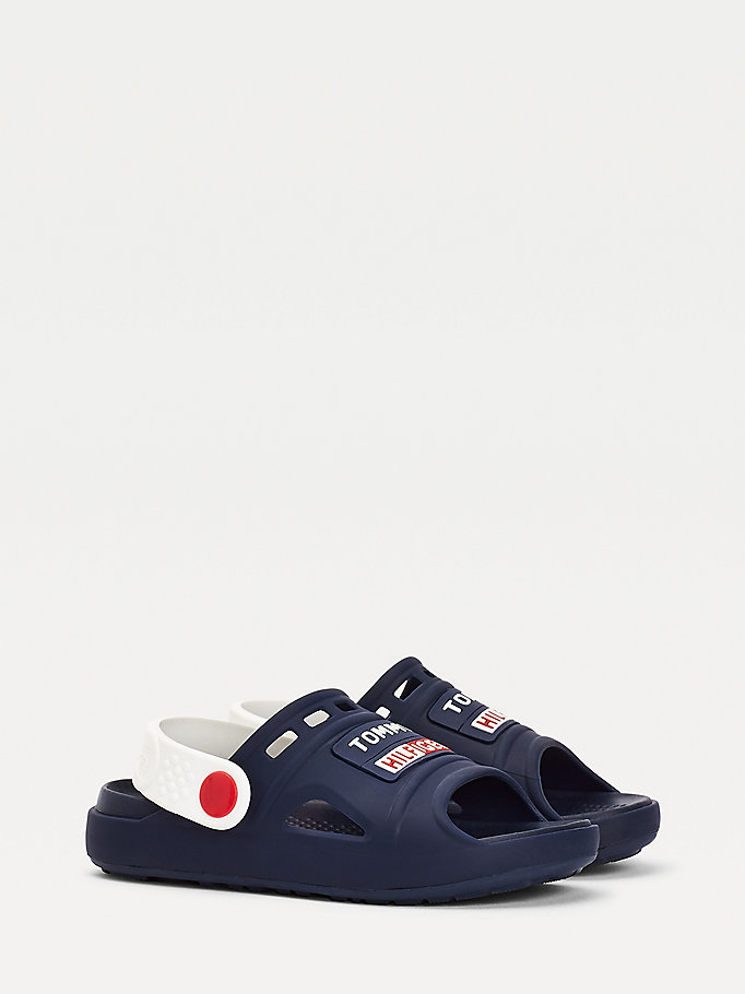 Tommy Hilfiger Cutout Rubberised Logo Sandaler Gutt Blå | GIEKPS-835