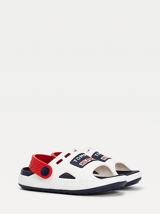 Tommy Hilfiger Cutout Rubberised Logo Sandaler Gutt Hvite | WNSFOC-346