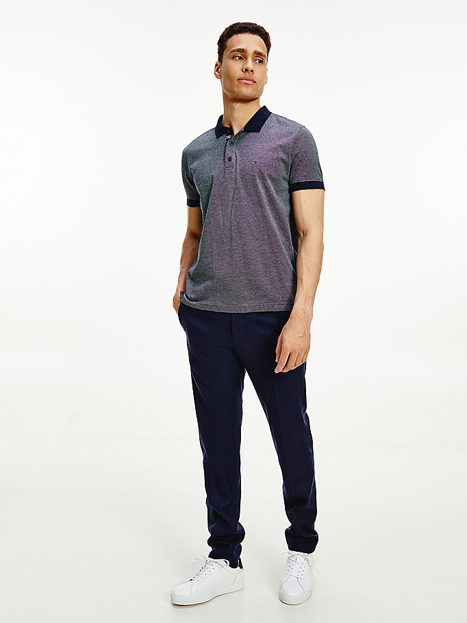 Tommy Hilfiger Dobby Weave Regular Fit Polo T Skjorte Herre Blå | XRQZKI-163