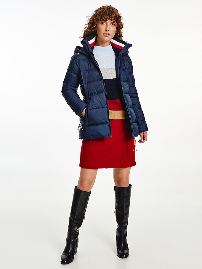 Tommy Hilfiger Down-Filled Padded Frakker Dame Blå | CUXYNR-624