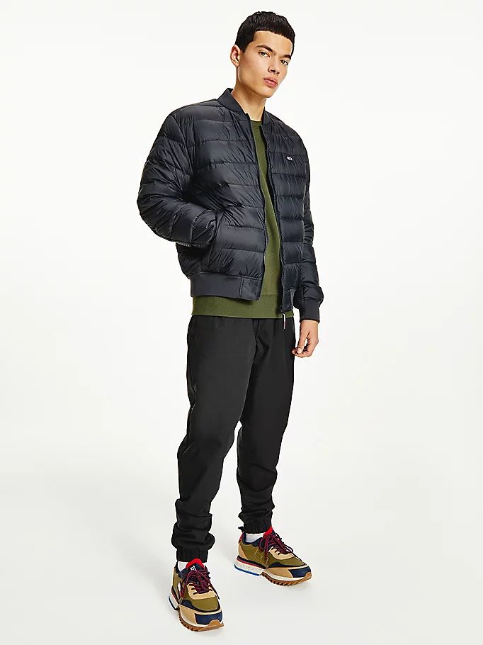 Tommy Hilfiger Down Recycled Quilted Bomber Jakke Herre Svarte | KIBCSM-173