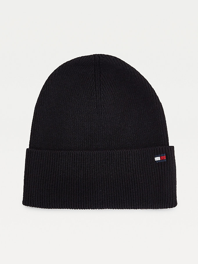 Tommy Hilfiger Essential Bomull Cashmere Beanie Hatt Dame Svarte | MNBCVE-954