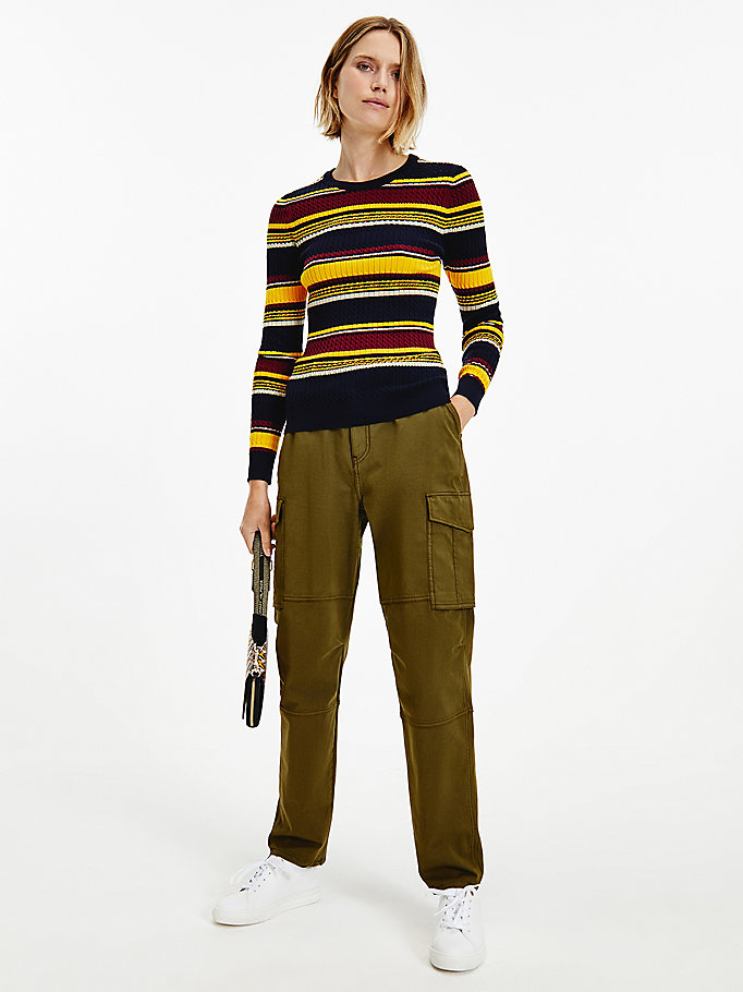 Tommy Hilfiger Essential Cable Knit Gensere Dame Gul | PSHJOF-892