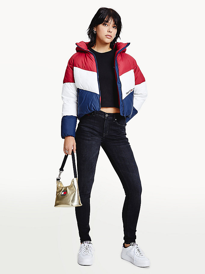 Tommy Hilfiger Essential Down Chevron Puffer Frakker Dame Rød | TQNVXR-241