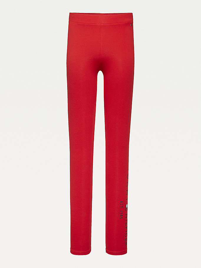 Tommy Hilfiger Essential Full Length Logo Leggings Bukse Jente Rød | AHUKOW-269