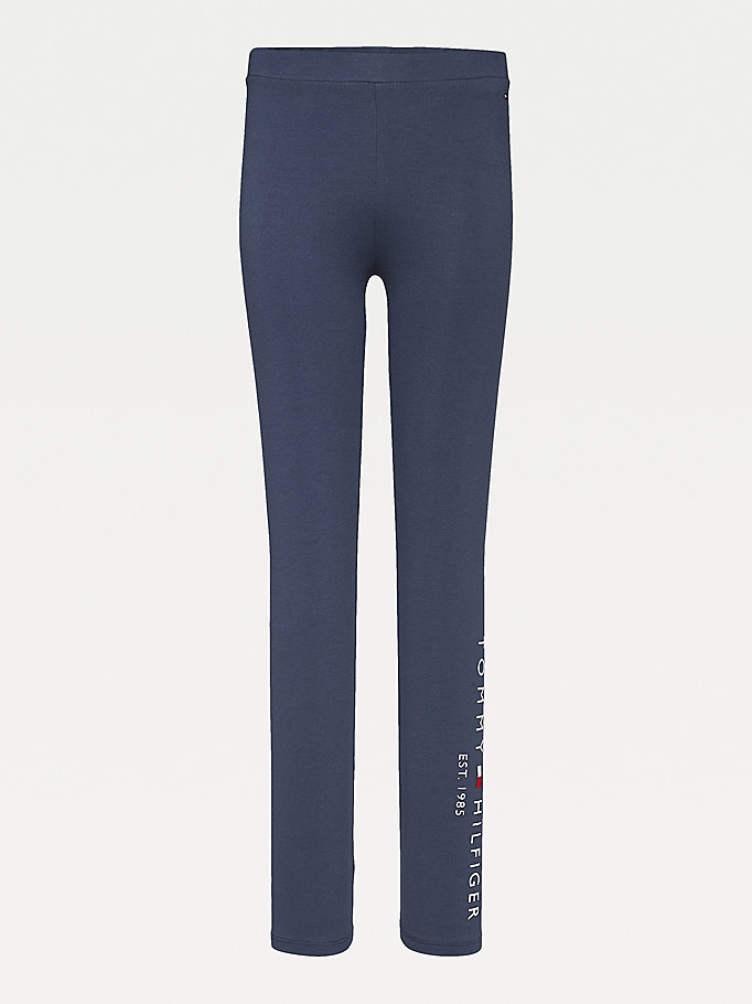 Tommy Hilfiger Essential Full Length Logo Leggings Bukse Jente Blå | GJBWTK-619