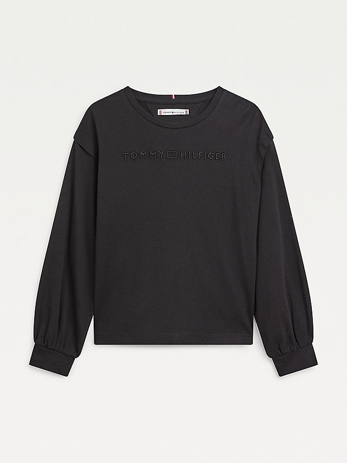 Tommy Hilfiger Essential Logo Long Sleeve T-skjorte Jente Svarte | NGHBWC-280