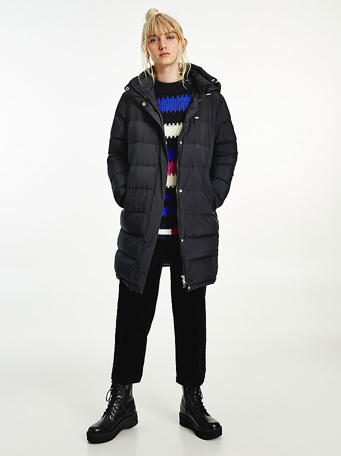 Tommy Hilfiger Essential Long Puffer Frakker Dame Svarte | UTCDMX-315