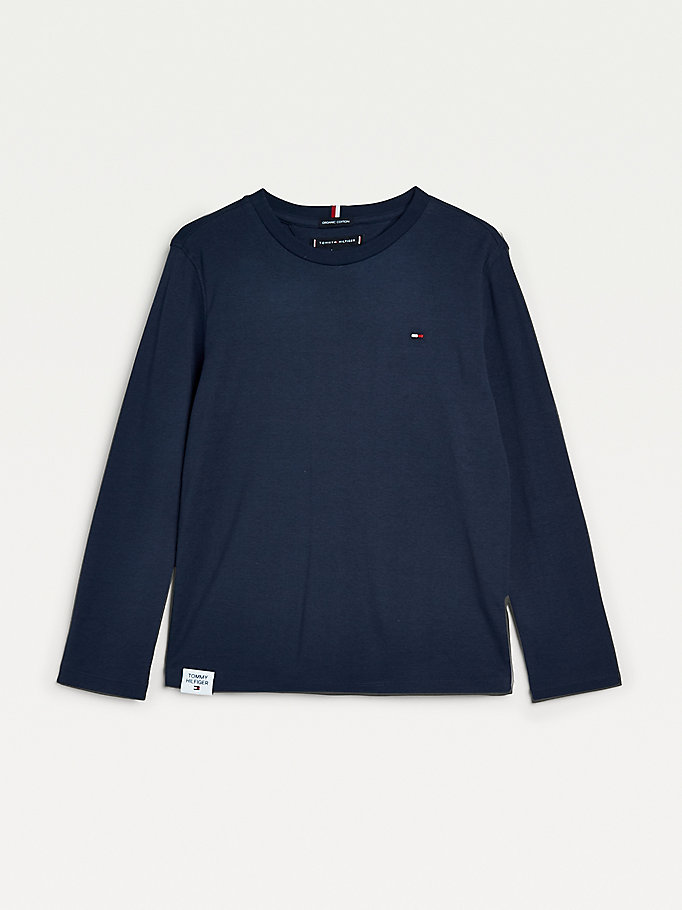 Tommy Hilfiger Essential Long Sleeve Organic Bomull T-skjorte Gutt Blå | NYJTOX-412