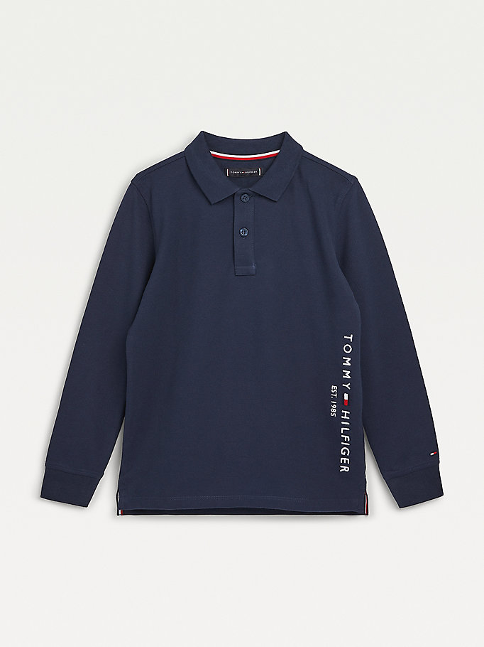 Tommy Hilfiger Essential Long Sleeve Polo T Skjorte Gutt Blå | KAPTJR-378