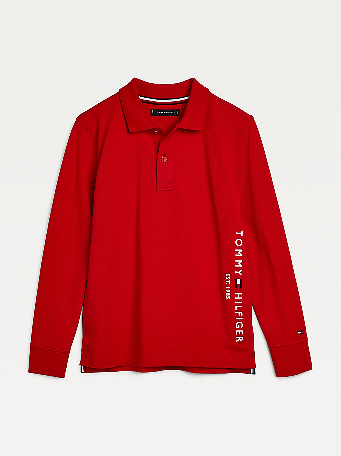 Tommy Hilfiger Essential Long Sleeve Polo T Skjorte Gutt Rød | ZDCORS-235