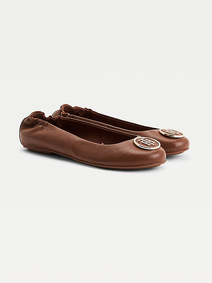 Tommy Hilfiger Essential Lær Ballerinasko Dame Brune | KMCAVN-390