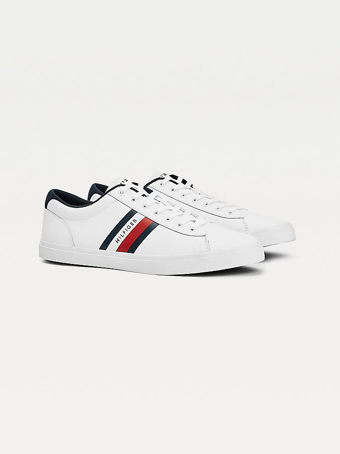 Tommy Hilfiger Essential Lær Vulcanised Joggesko Herre Hvite | PAHKIU-047