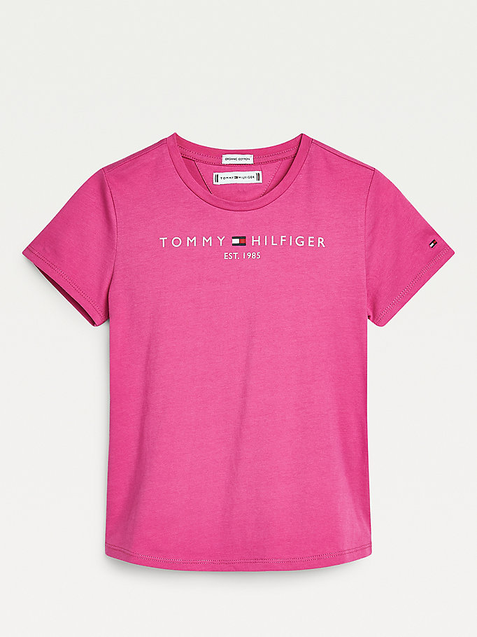 Tommy Hilfiger Essential Organic Bomull Logo T-skjorte Jente Lilla | MBTJQR-769