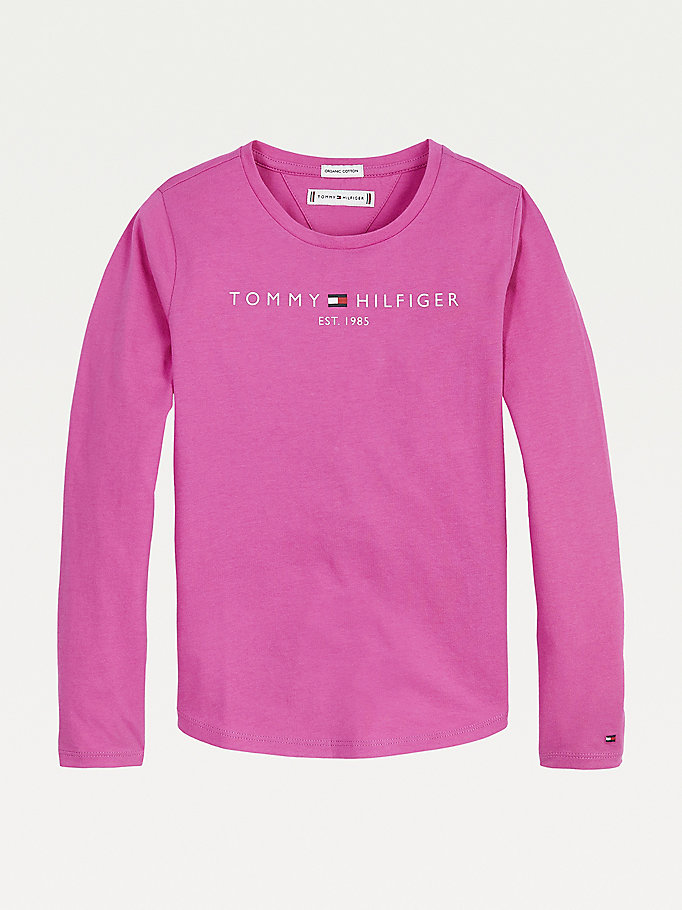 Tommy Hilfiger Essential Organic Bomull Long Sleeve T-skjorte Jente Lilla | WSNLYD-305