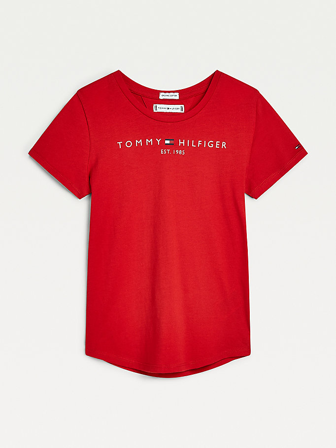 Tommy Hilfiger Essential Organic Bomull Logo T-skjorte Jente Rød | XEAIZH-812