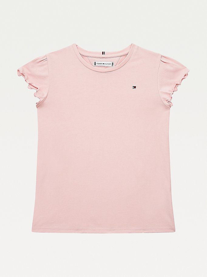 Tommy Hilfiger Essential Ruffle Sleeve T-skjorte Jente Rosa | MSUFZI-256