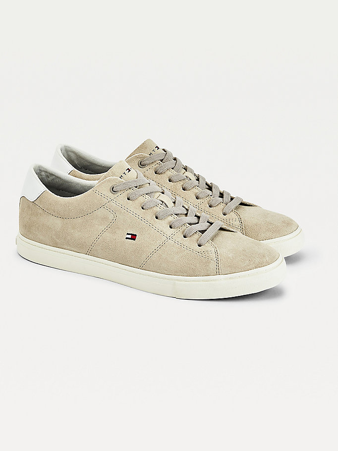 Tommy Hilfiger Essential Semsket Skinn Vulcanised Joggesko Herre Beige | MPOGWC-612