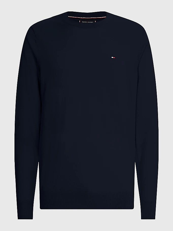 Tommy Hilfiger Fine Merino Wool Crew Neck Gensere Herre Blå | AMTYHJ-791