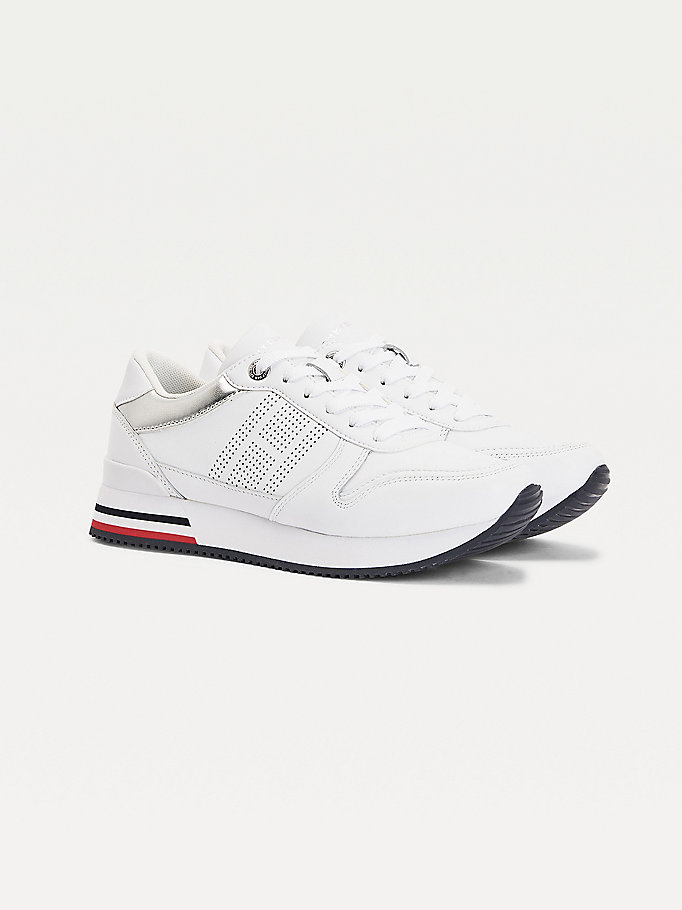 Tommy Hilfiger Flag Ortholite Joggesko Dame Hvite | ZFQICG-672