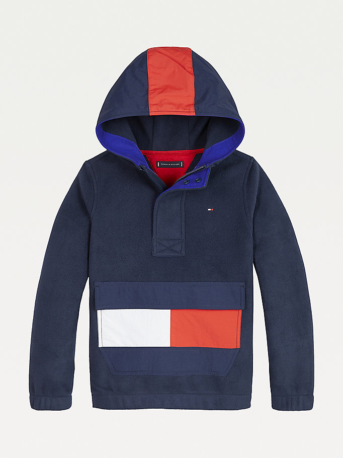 Tommy Hilfiger Flag Pocket Fleece Hettegensere Gutt Blå | ZFRVLP-350